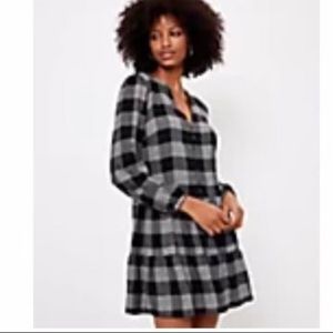 Loft black, gray and white checked dress